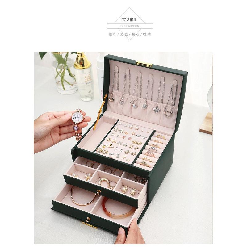 Three Drawer PU Leather Jewelr - đánh giá và giá Lockbox Key Secure